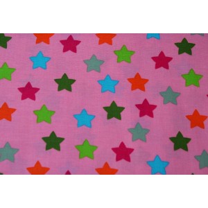 10cm Baumwolldruck "Sterne" pink rosa  (Grundpreis € 10,00/m)